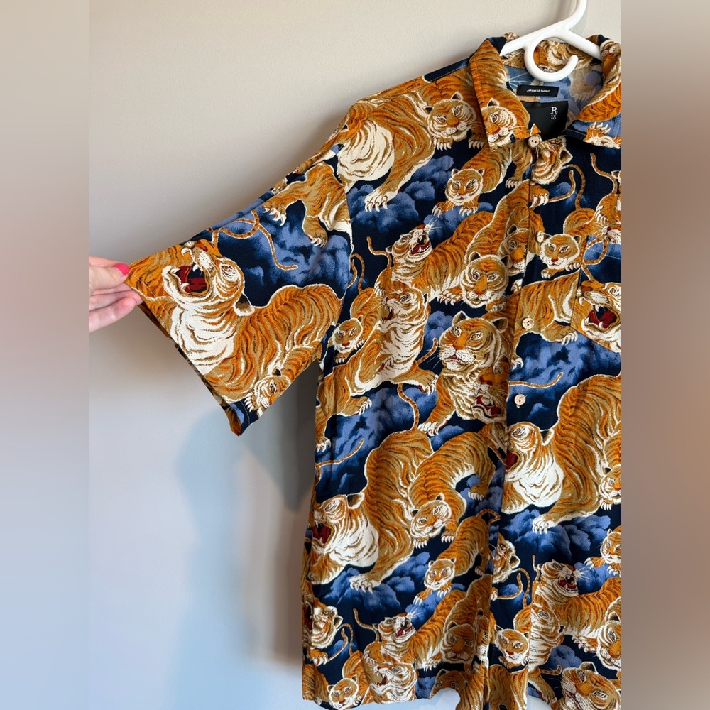 R13 Hawaiian Print Romper in Orange Tiger - Picture 8 of 16